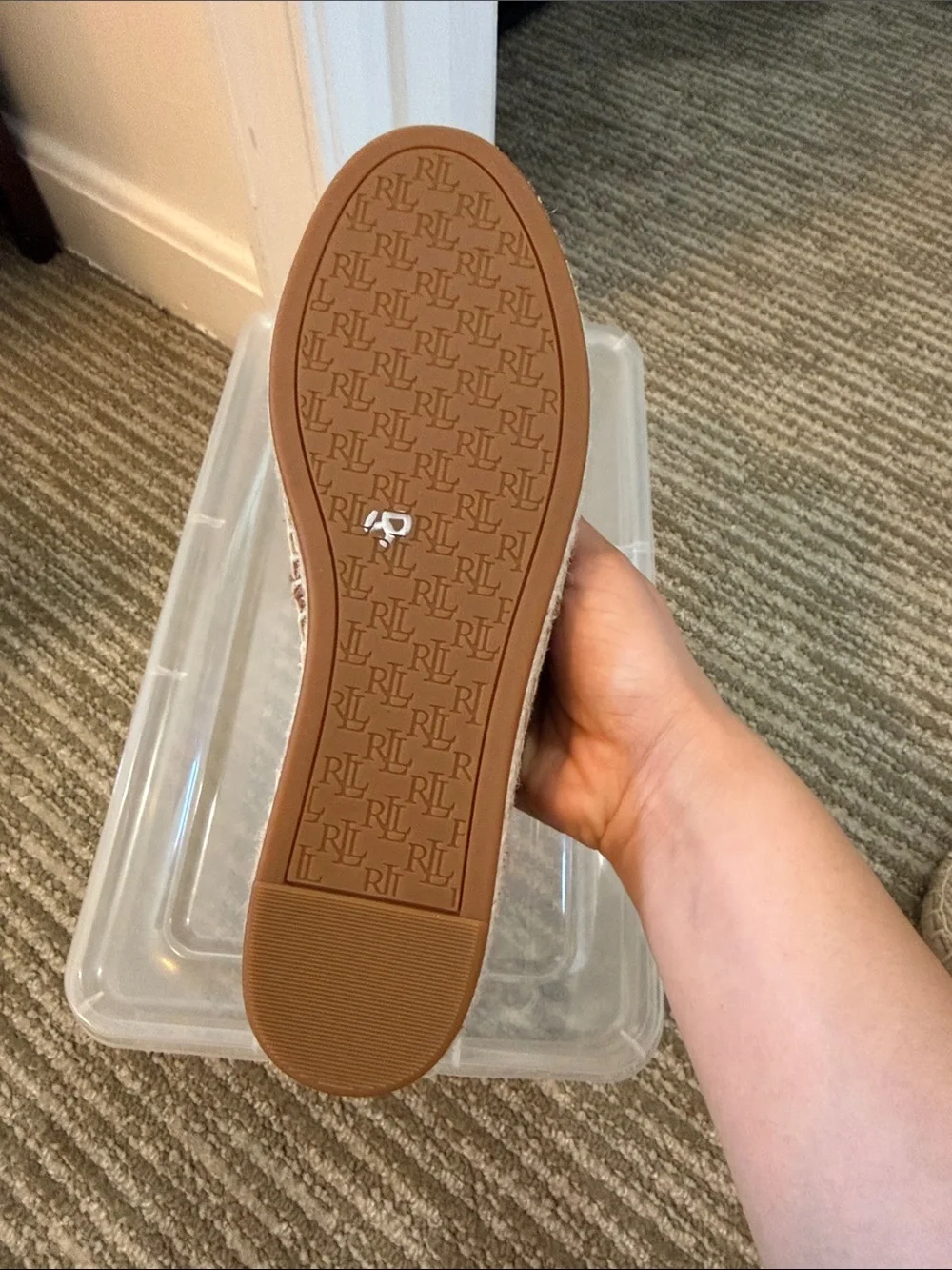 Ralph Lauren Brown Leather Espadrille Slip-Ons